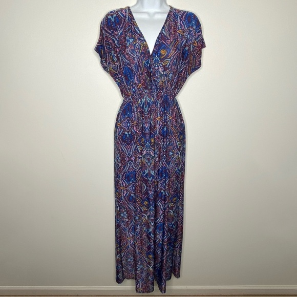 Exist Colorful Boho Surplice Front Elastic Waist Maxi Dress - Picture 1 of 11